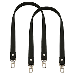 Черный 2 шт. ремни для сумок из искусственной кожи, с сплава цинка застежками, для аксессуаров для замены сумок, платина, чёрные, 60x2x0.45 см