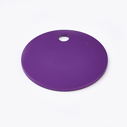 Purple Aluminum Pendants, Blank Tags, Flat Round, Purple, 25x1mm, Hole: 3mm