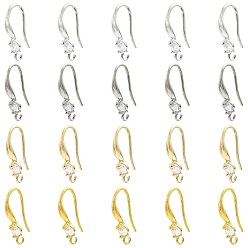 (52) Непрозрачная лаванда 40 шт. 4 цвета латунь микро паве прозрачный кубический цирконий кольца серьги фурнитура, разноцветные, 19x4 мм, отверстие : 2 мм, штифты : 0.8 мм, 10 шт / цвет