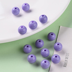 Lilac Opaque Acrylic Beads, Round, Lilac, 10x9mm, Hole: 2mm, about 940pcs/500g