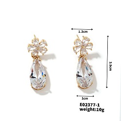 Platinum Shiny Flower Stud Earrings with American Style and Personality, Platinum, 39x13x1mm