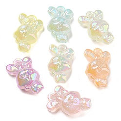 (52) Непрозрачная лаванда Акриловая подвеска, с блеском порошок, светится в темноте, переливающийся кролик, разноцветные, 28~28.5x18x12 мм, отверстие : 3 мм