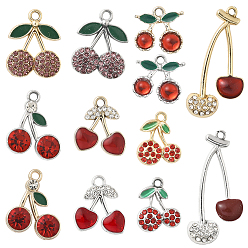 (52) Непрозрачная лаванда 24шт 12 стили подвески из сплава с гальванопокрытием, со стразами, разнообразные, разноцветные, 14.5~31x14~18x3~5 мм, отверстие : 1.6~2 мм, 2 шт / стиль