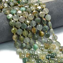 Gemstone Природных драгоценных камней бисер нитей, граненый шестиугольный разрез, плоско-круглые, с бисером, 10~10.5x6 мм, отверстие : 1 мм, около 31~32 шт / нитка, 15.35''~15.55'' (39~39.5 см)