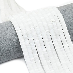 Белый Нефрит Бусины из натурального белого нефрита, матовые, дисковые бусы, Heishi бусы, 6~6.5x1~1.5 мм, отверстие : 0.9 мм, около 242~244 шт / нитка, 15.16~15.35 дюйм (38.5~39 см)