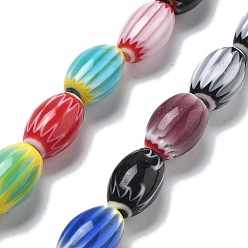 Разноцветный Handmade millefiori lampwork beads strands, рис, красочный, 11~12x7~8 мм, отверстие : 0.9 мм, около 31 шт / нитка, 13.98~14.37 дюйм (35.5~36.5 см)