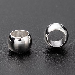 Посеребрённый Латунные бусины, долговечный, колонка, 925 серебро покрытием, 5.5x4 мм, отверстие : 4 мм