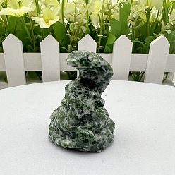 Цинхай Нефрит Резные фигурки целебных змей из натурального цинхайского нефрита, Украшения из камня с энергией Рейки, 30~40 мм