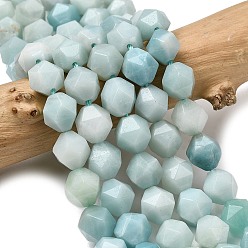 Flower Amazonite Натуральный цветок амазонитовые бусины пряди, звезды вырезать круглые бусы, граненые, 9~10x9~10x9~10 мм, отверстие : 1~1.4 мм, около 38~40 шт / нитка, 14.88'' (15.08'' см)