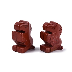 Jaspe Rouge Figurine de cheval en jaspe rouge naturel, cadeau de pierre énergétique feng shui pour la décoration de bureau à domicile, 25.5~27x17.5~20x11~13mm