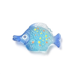 Blue Transparent Resin Pendants, Fish Charms, Blue, 19x29.5x7mm, Hole: 1.5mm