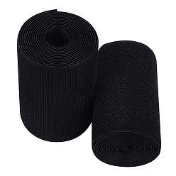 Черный Нейлоновый крючок и петля многоразовые крепежные ленты ленточные стяжки кабельные стяжки, аксессуары для одежды, для сумки, обувной, чёрные, 125~127x1~1.5 мм, 2 рулонов / набор