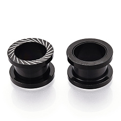 Schwarz 316 Rillenperlen aus chirurgischem Edelstahl, Kolumne, Schwarz, 12x10 mm, Bohrung: 6.5 mm