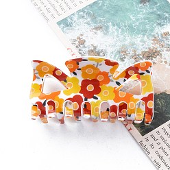 Красный Заколки для волос из ПВХ с цветочным узором, для женщин девушек, прямоугольные, красные, 47x86x45 мм