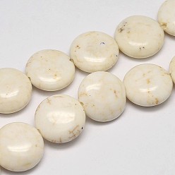 Creamy White Lentils Natural Magnesite Beads Strands, Creamy White, 16x7mm, Hole: 1mm, about 25pcs/strand, 15.7 inch
