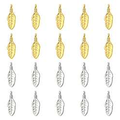 (52) Непрозрачная лаванда 20 шт. 2 цвета 304 подвески из нержавеющей стали, лист прелести, разноцветные, 15.5x5x3 мм, отверстие : 1.5 мм, 10 шт / цвет