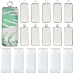 Нержавеющая Сталь Цвет Набор для самостоятельного изготовления прямоугольного купольного кулона, в том числе 304 настройки подвески из нержавеющей стали, Кабошоны из стекла, цвет нержавеющей стали, 80 шт / коробка