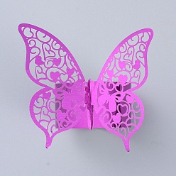 Deep Pink Butterfly Paper Napkin Rings, for Weddings Party Serviette Table Decoration, Deep Pink, 6.7x21.3x0.03cm, Roll: 4.5cm