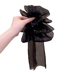 Black Plastic Claw Hair Clips, with Cloth Bowknot, Black, 320x200mm