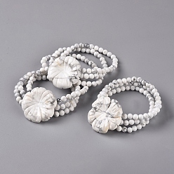 Говлит Браслеты из натурального Howlite, цветок, 2-1/8 дюйм ~ 2-1/4 дюйм (5.5~5.8 см)