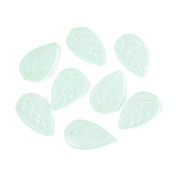 Лазурный Акриловые подвески из искусственного нефрита, лист прелести, лазурный, 18x11x3 мм, отверстие : 1.8 мм, Около 1315 шт / 500 г