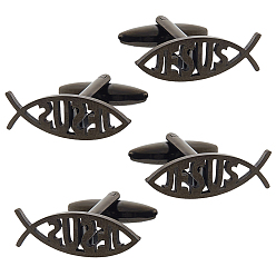 Черный Цвет Металла 2 пары запонок из нержавеющей стали, рыба, металлический черный , 9x27x19 мм