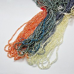 (52) Непрозрачная лаванда Стеклянные бусины с гальваническим покрытием , с полным покрытием цвета радуги, граненые, овальные, разноцветные, 6x4 мм, отверстие : 1 мм, около 65~68 шт / нитка, 13.7~14.3 дюйм