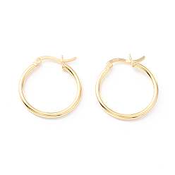 Золотой 925 серьги из серебра из серебра, массивные маленькие серьги-кольца для женщин, реальный 18 k позолоченный, 24x23x2 мм, штифты : 0.6x1.2 мм