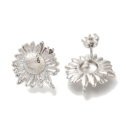 Платина Серьга-гвоздик из латуни, долговечный, без свинца и без кадмия, цветок, платина, 17x17.5 мм, отверстие : 1 мм, штифты : 0.7x11 мм