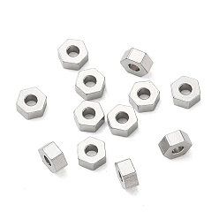 Stainless Steel Color 201 Stainless Steel Beads, Hexagon, Stainless Steel Color, 4x4.5x2mm, Hole: 1.6mm