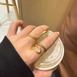 Золотой Латунные кольца на палец для женщин, змея, золотые, 37.5 мм, размер США 6 (16.5 мм)