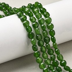 Темно-Зеленый Природные окрашенные белого нефрита нитей бисера, граненый квадратный разрез, плоско-круглые, темно-зеленый, 6~7.5x4 мм, отверстие : 1 мм, около 64~66 шт / нитка, 15.16~15.63 дюйм (38.5~39.7 см)