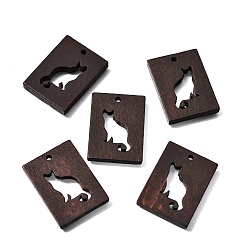 Cat Shape Древесины подвески, кокосового коричневый, подвески в форме кошки, 39.5x29.5x5 мм, отверстие : 2.5 мм