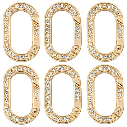 Light Gold 10 шт. цинковый сплав, кристаллы, стразы, пружинные затворные кольца, овальные, золотой свет, 35x21.5x5 мм