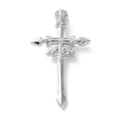 Платина Латунные подвески, крест прелести, стойки покрытие, долговечный, без свинца и без кадмия, платина, 42x24x6 мм, отверстие : 3x2 мм