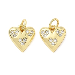 Настоящее золото 18K Латунные микро проложить кубического циркония подвески, сердце прелести, долговечный, без кадмия и без свинца, стойки покрытие, с целью перехода в кольце, реальный 18 k позолоченный, 11x10.5x2.5 мм, отверстие : 3.6 мм