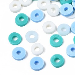 Couleur Mélangete Perles en fimo faits à la main, perles heishi, disque / plat rond, couleur mixte, 4x0.5~1.5mm, Trou: 1.5mm, environ66600 pcs / 1000 g