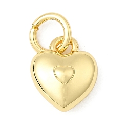 Настоящее золото 18K Латунные подвески, сердце, долговечный, без свинца и без кадмия, стойки покрытие, с целью перехода в кольце, реальный 18 k позолоченный, 9.5x7.5x4 мм, отверстие : 3 мм