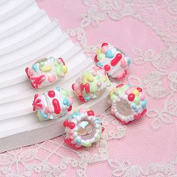 Ярко-Розовый Непрозрачные акриловые бусины, бусины ручной работы, Эмаль стиле, рондель, ярко-розовый, 18~23 мм