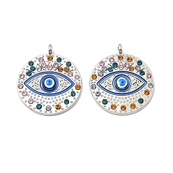 Платина Подвески из сплава и страза, с эмалью, злые глаза, платина, 30x25.5x5 мм, отверстие : 2 мм