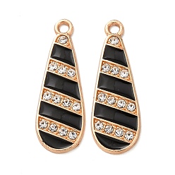 Золотой Подвески из эмали и сплава, со стразами, слезинки, золотые, 32x11x2 мм, отверстие : 2 мм