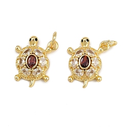 Кокосово-Коричневый Латунные микро проложить кубического циркония подвески, черепаха, с целью перехода в кольце, долговечный, без кадмия и без свинца, стойки покрытие, золотые, кокосового коричневый, 17x14.5x4 мм, отверстие : 3 мм