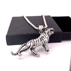 Нержавеющая Сталь Цвет Мужской кулон в виде тигра, ожерелье из титановой стали, украшение в стиле хип-хоп.