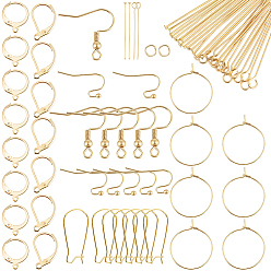 Real 18K Gold Plated DIY Jewelry Kit, Inclduing  Earring Hooks, Jump Ring, Eye Pins, Real 18K Gold Plated, 21x12x2mm
