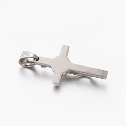 Stainless Steel Color Easter Theme Hot Unisex 201 Stainless Steel Crucifix Cross Pendants, Stainless Steel Color, 30x17x6mm, Hole: 5x5.5mm