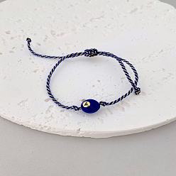 Темно-Синий Плетеные браслеты из хлопкового шнура, Браслеты из латуни с эмалированными бусинами, плетеные из бусин, для женщин и мужчин., числовой шар, темно-синий, 7.87 дюйм (20 см)