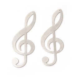 Платина Латунные большие кулоны, стойки покрытие, скрипичный ключ, платина, 53x19x0.5 мм, отверстие : 1 мм