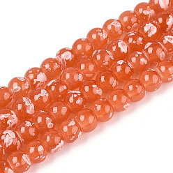 Коралловый Выпечка краска бисер пряди, круглые, коралл, 4~4.5 мм, отверстие : 0.7~0.8 мм, около 204~207 шт / нитка, 29.92~31.10 дюйм (76~79 см)