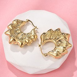 Цветок Серьги из 304 нержавеющей стали, real 18 k позолоченный, цветок, 32.5x31x8.5 мм