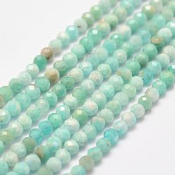 Amazonite Natural Amazonite Bead Strands, Faceted, Round, 2.5~3mm, Hole: 1mm, about 146pcs/strand, 15.3 inch